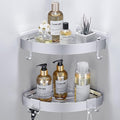 DUFU Adhesive Corner Shower Caddy with Hooks,Bathroom Shower Organizer, No Drilling Rust Proof Aluminum Shower Shelf for Inside Shower 2 Pack (Silver)