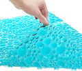 Extra Long Pebble Bath Tub Shower Mat 34.2 x 15.7, Bathmat Non-Slip with Suction Cups, Machine Washable, Bathroom Mats, Smooth/Non-Textured Surface Only (34.2" x 15.7", Transparent Green)