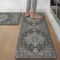 GENIMO Kitchen Mats for Floor 2PCs, Washable Anti Fatigue Mat for Cushioned, 17.3"x47"+17.3"x30", Waterproof Kitchen Rugs, Non Slip Comfort Standing Mat Rug for Home, Sink, Laundry, Dark Gray