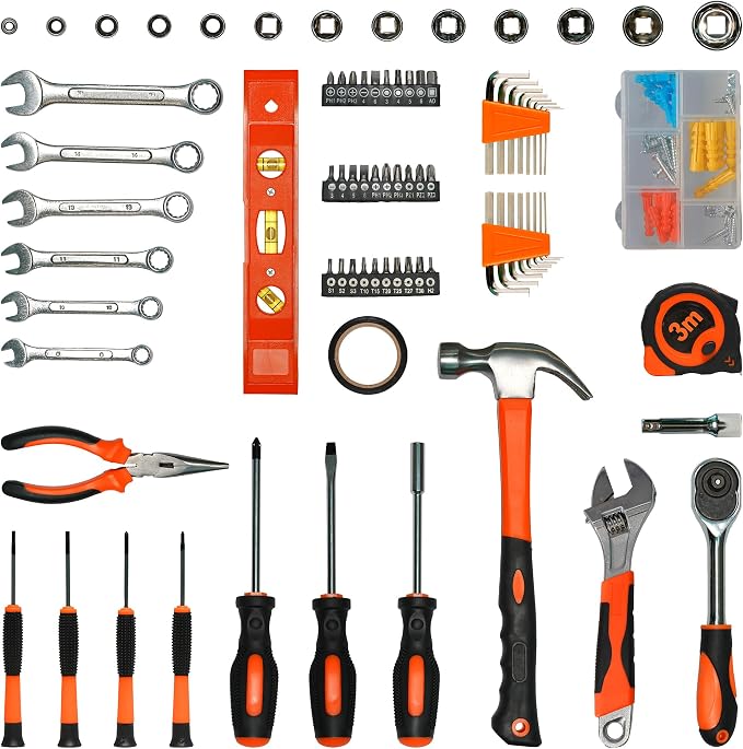 Home Repair Tool Kit 141 Piece General Basic Tool Set for Men Women Mechanic's Tool Set for Home Car Dorm Screwdriver & Socket Set with Storage Tool Box