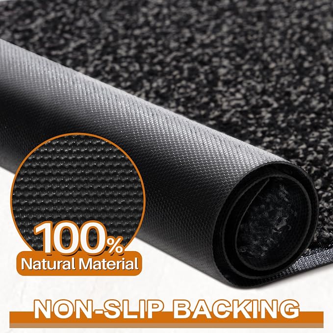 Mibao Front Door Mat Indoor Entrance, 72" x 24", Welcome Mat for Outdoor Indoor, Non-Slip Waterproof Doormat, Durable Machine Washable Low Profile Entry Rug for Back Door Outside, Anthracite Black