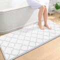 OLANLY Memory Foam Bath Mat Rug 59x24, Ultra Soft and Absorbent Bathroom Rugs, Non-Slip, Comfortable, Machine Washable Bath Carpet for Bathroom Floor, Tub, Shower and Home Decor Accessories, White