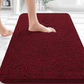 OLANLY Bathroom Rugs 30x18, Extra Soft Absorbent Chenille Bath Rugs, Rubber Backing Quick Dry, Machine Washable Bath Mats for Bathroom Floor, Tub and Shower, Home Decor Accessories, Burgundy