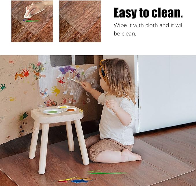 Kuyal Clear Chair Mat, Hard Floor Use, 48" x 32" Transparent Office Home Floor Protector mat Chairmats (48" x 32" Rectangle)