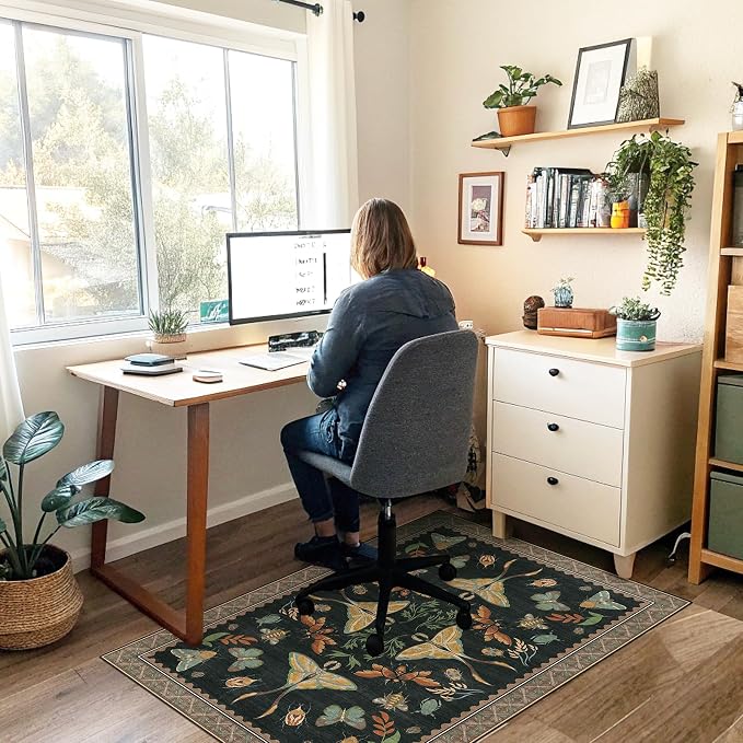 Office Chair Mat for Hardwood Floor & Tile Floor,36"x48"Heavy Duty Desk Chair Mat for Hard Floors, Under Desk Rug for Rolling Computer Chair,Anti Slip,Low Pile Carpet Floor-Colorful Insects