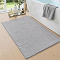 DEXI Bathroom Rugs 36x24, Non Slip Washable Bath Mat, Absorbent Chenille Bathmat, Ultra Soft Thick Carpet for Tub Shower Floor, Light Grey