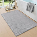 DEXI Bathroom Rugs 32x20, Non Slip Washable Bath Mat, Absorbent Chenille Bathmat, Ultra Soft Thick Carpet for Tub Shower Floor, Light Grey