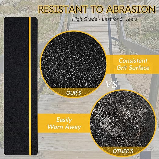S&X 10-Pack Outdoor Stair Treads Non Slip - Pre-Cut Anti Slip Tape 6” x 24” - Reflective Non Skid Grip Tape for Stairs, Steps, Decks, Ramps