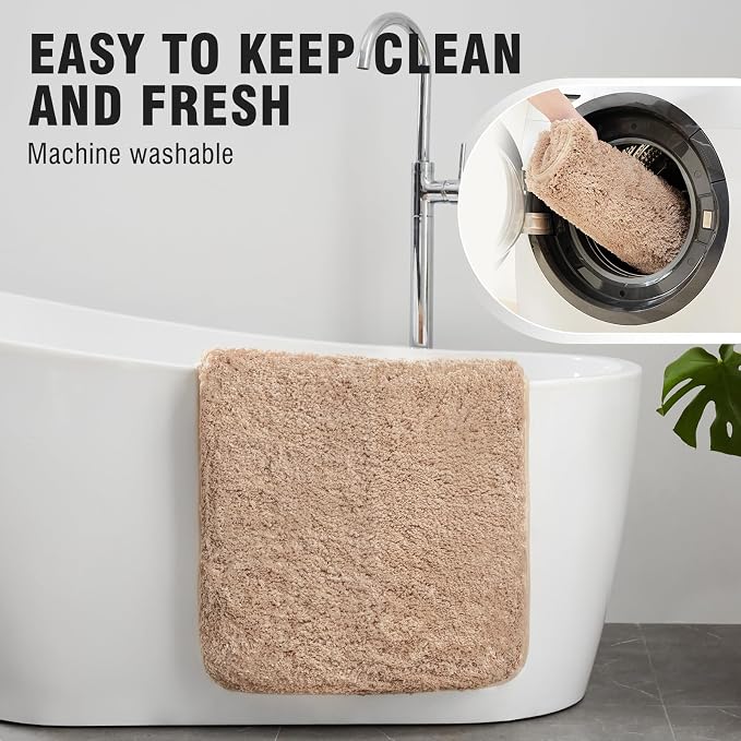 TECHMILLY Super Soft Shaggy Bathroom Rugs, Absorbent Thick Non Slip Microfiber Bath Rugs, Quick Dry Machine Washable Bath Mat for Bathroom Floor, Bathtub and Shower 17"x24"