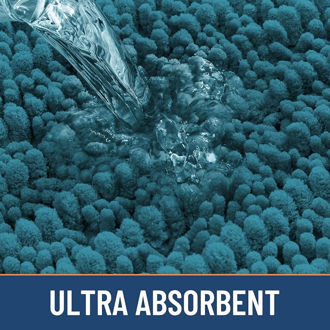 Smiry Bathroom Rugs Mat 40x32, Extra Soft Absorbent Chenille Bath Rugs, Non Slip Rubber Backing Machine Washable Quick Dry Bath Mats for Bathroom Floor, Tub, Shower, Home Decor Accessories, Lake Blue