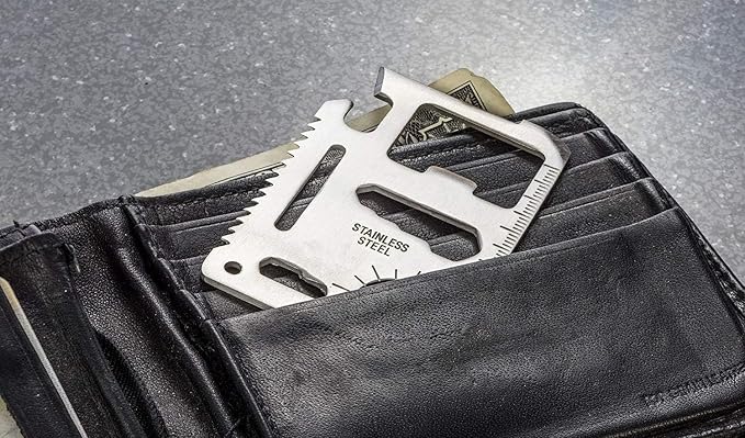 11-in-1 Multi-Purpose Pocket Survival Tool Key, 3 Pack, Stainless Steel Multi-purpose Beer Bottle Opener, Portable Survival Card Wallet Size, Gifts for Christmas, Father's Day & More