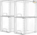 Vtopmart 4 Pack Clear Stackable Storage Drawers,9.7" High Plastic Organizers Bins for Skincare, Bathroom Supplies,Ideal for Cabinet,Undersink,Vanity,Kitchen,Pantry Organization