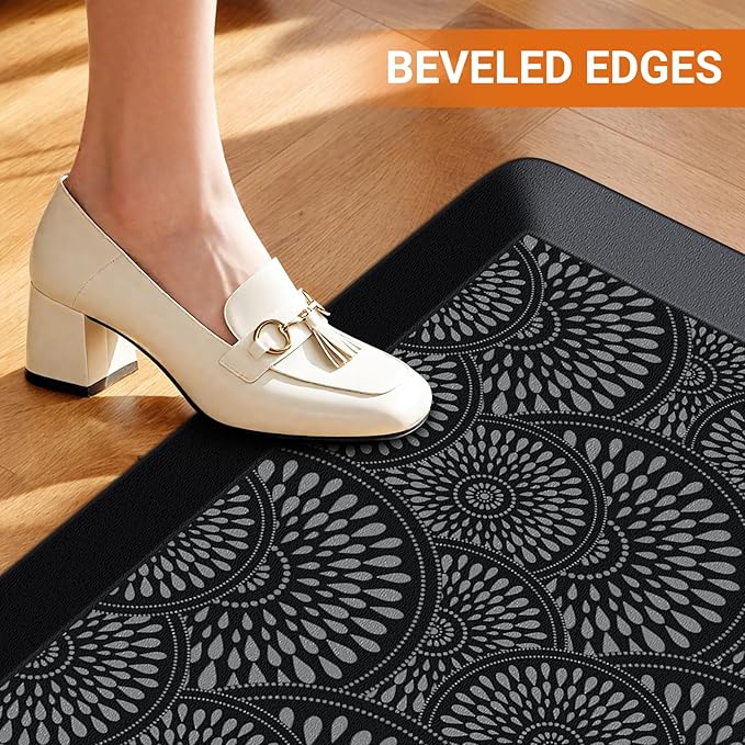 Mattitude Kitchen Mat, 17.3x60in Heavy Duty Ergonomic Comfort Foam Standing Desk Mat, Waterproof Non-Slip Standing Mats and Rugs for Kitchen, Office, Laundry, Black