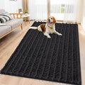 Smiry Dog Door Mat for Muddy Paws 59x35, Absorbent Dirt Trapper, Non-Slip Washable Chenille Entryway Rug for Inside Floor, Black, Layered Pattern