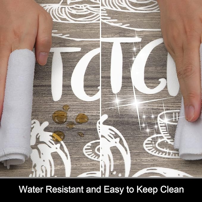 HEBE Kitchen Rugs Set of 2, Cushioned Anti Fatigue Kitchen Mats for Floor, Non Slip Waterproof Comfort Standing Desk Mat Carpet for Sink, Stove, Laundry Room