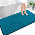 OLANLY Memory Foam Bath Mat 59x35, Super Soft Absorbent Bathroom Rugs, Quick Dry, Machine Washable Shower Floor Rugs, Bathmat Carpet, Bathroom Home Decor Accessories, Peacock Blue