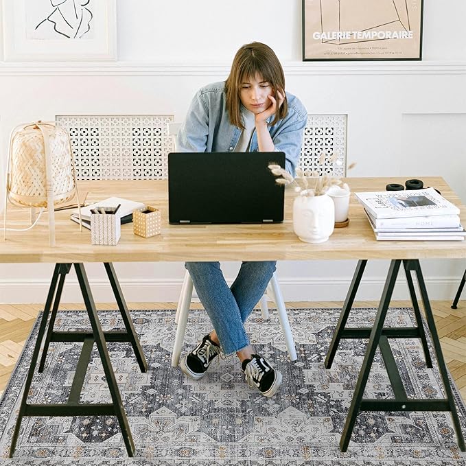 chakme Office Chair Mat for Hardwood Floor, 60"x45" Easy Glide Computer Desk Mat Protector for Rolling Chair Under Desk Rug Nonslip Backing, Machine Wash, (Boho)