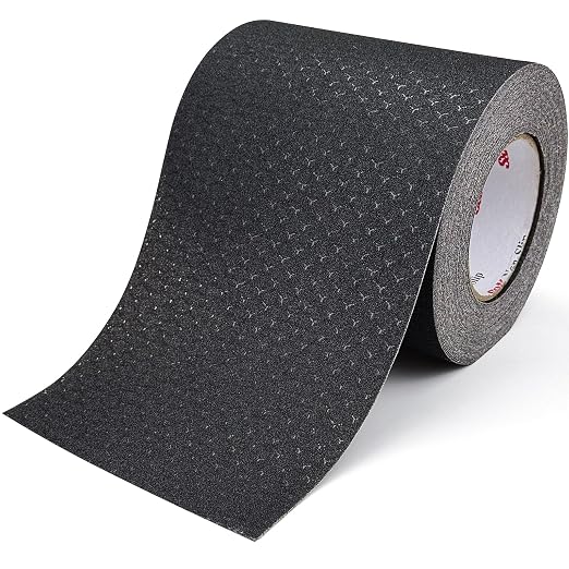 S&X Patterned Anti Slip Tape – 6 Inch x 60 Ft, Black Non Slip Grip Tape with Decorative Grit Surface for Stairs, Floors, and Ramps – Waterproof, Heavy Duty