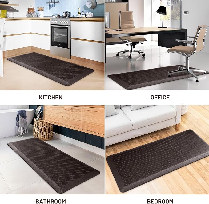 HappyTrends Kitchen Floor Mat - 4/5 Inch Thick Anti-Fatigue Kitchen Rug,Waterproof Non-Slip Kitchen Mats and Rugs Heavy Duty Ergonomic Comfort Rug for Kitchen,Office,Sink,Laundry,(22"x54", Chocolate)