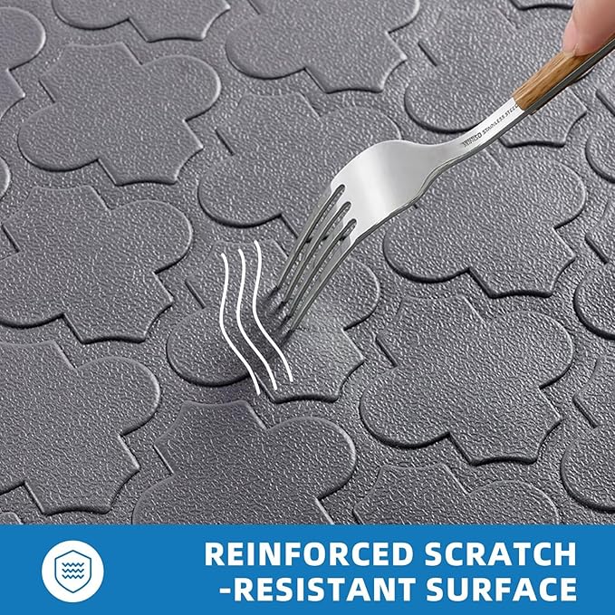 Kitchen Mats for Floor 2 Piece - Anti Fatigue Mats for Kitchen Floor - Non Slip Cushioned Rugs for Standing, Office, Sink, Laundry, Grey