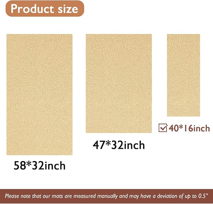 Shower Mat Non Slip 40x16 Inch, Quick Drying PVC Loofah Bath Mats, Easy Clean Soft Bathroom Rugs for Tub Floor, Shower, Khaki