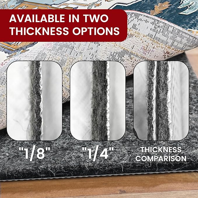 Waterproof Rug Pad, 8x10 ft Area Rug Non-Slip Carpet Pad, Non-Slip Rug Pads for All Floors and Finishes, Felt Pad for Hardwood Floors, Keeps Carpets in Place Soft and Safe