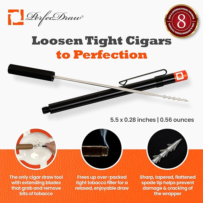 Perfec - PerfecDraw Patented Cigar Draw Enhancer Tool and Nubber, 5 inches