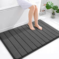 OLANLY Memory Foam Bath Mat 44x32, Super Soft Absorbent Bathroom Rugs, Quick Dry, Machine Washable Shower Floor Rugs, Bathmat Carpet, Bathroom Home Decor Accessories, Black