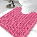 Smiry Bathroom Toilet Rugs U Shaped 24x20, Extra Soft Absorbent Non Slip Rubber Backing Chenille Contour Bath Rugs for Toilet, Machine Washable Contoured Bath Mats, Hot Pink