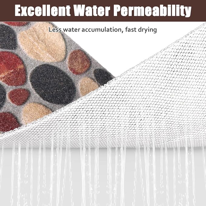 Long Shower Bath Mat Non Slip: Soft Textured Loofah Bathroom Floor Mat for Inside Shower - Multiple Drainage Holes for Quick Drying - 16x39 Inch Extra Long Shower Tray Mat for Walk- in Shower