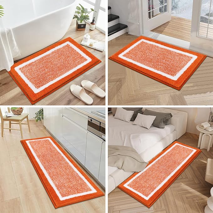 Pauwer Bathroom Rugs Sets 3 Piece Bathroom Shower Rugs with U-Shaped Contour Toilet Mat Absorbent Microfiber Plush Bath Mats Non Slip Bath Rugs Machine Washable Shaggy Bath Floor Mats