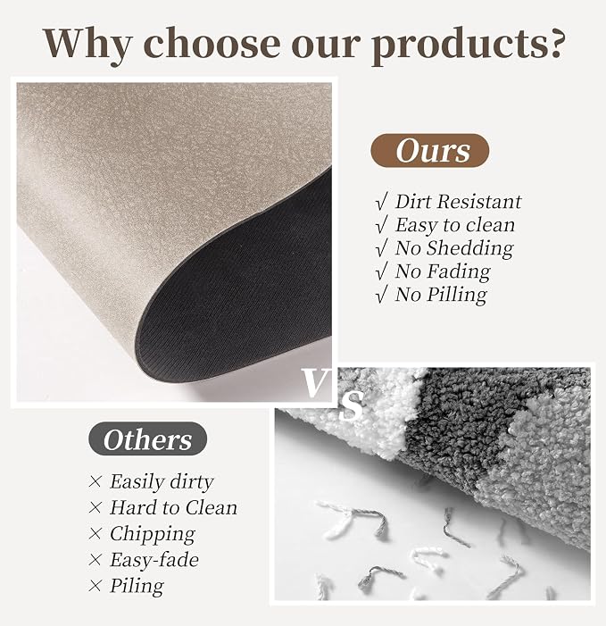Bath Mat 24x17 - Diatomaceous Earth Bath Mat Quick Dry Absorbing Bathroom Rugs Rubber Non Slip Thin Bathroom Mat Fit Under Door, Taupe
