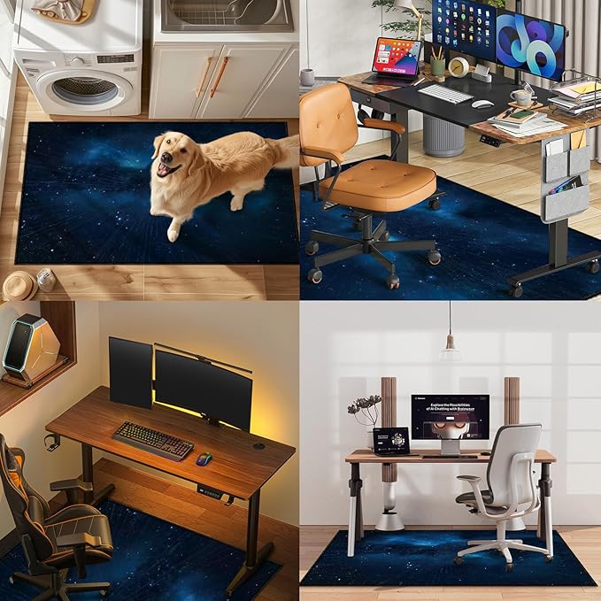 Office Chair Mat for Hardwood Floor&Tile Floor,36"x48" Heavy Duty Desk Chair Mat for Hard Floors,Under Desk Rug for Rolling Computer Chair,Anti Slip,Low Pile Carpet Floor-Starry Blue