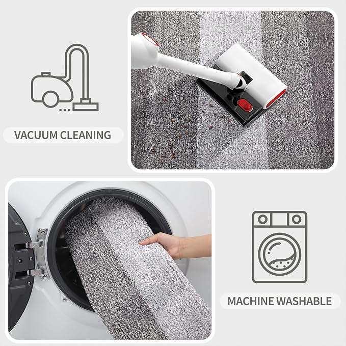 Kitinjoy Indoor Outdoor Door Mat, 40x24 Non-Slip Absorbent Dirt Trapper, Low-Profile Washable Inside Entrance Front Floor Mat, Sturdy Soft Entry Doormats for Entryway, Light Grey