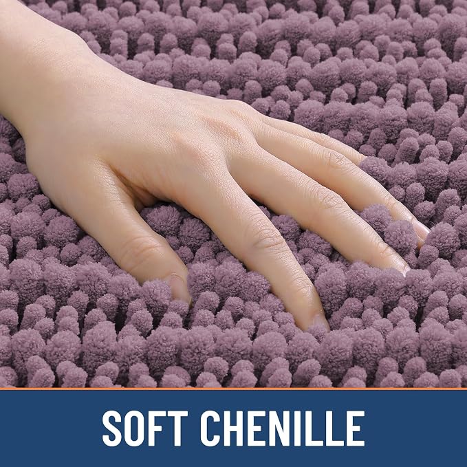 Smiry Bathroom Rugs Mat 30x20, Extra Soft Absorbent Chenille Bath Rugs, Non Slip Rubber Backing Machine Washable Quick Dry Bath Mats for Bathroom Floor, Tub, Shower, Home Decor Accessories, Deep Plum