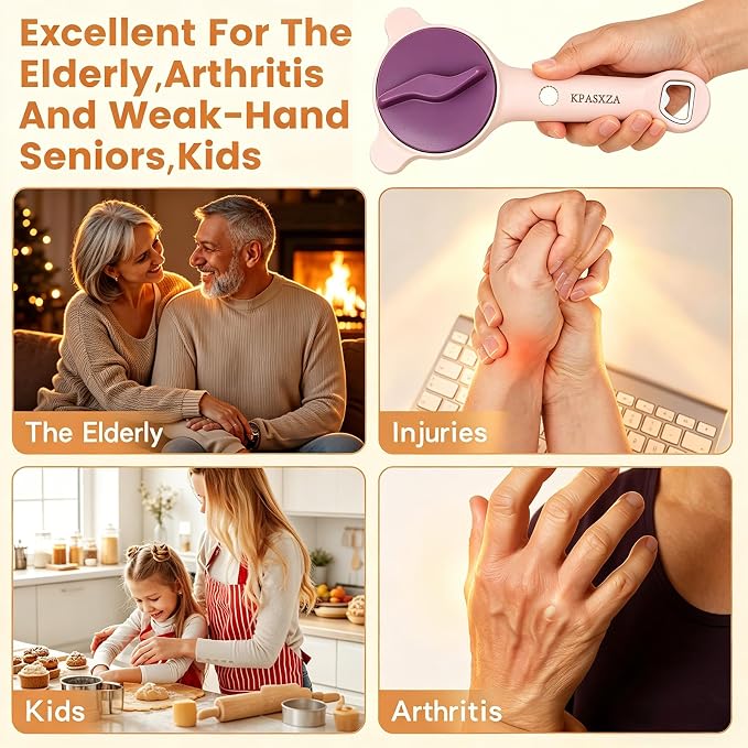 Jar Opener for Weak Hands,4 in 1 Multi-Purpose Jar Openers,Adjustable Jar Opener,Multi-Functional Bottle Openers with Non-Slip Grip for Wine Bottle,Perfect for Arthritis and Weak Hands (Purple)