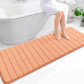 OLANLY Memory Foam Long Bathroom Rugs Runner 70x24, Super Soft Absorbent Bath Mat, Quick Dry, Machine Washable Shower Floor Rugs, Bathmat Carpet, Bathroom Home Decor Accessories, Peach