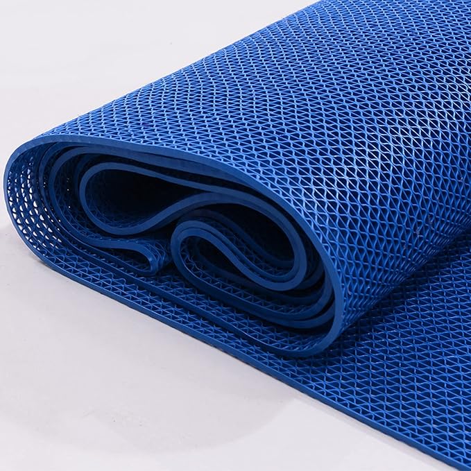 Drainage Non Slip Mats 3'x3.3' Heavy Duty Commercial Floor Mat Mesh Hollow Door Mat Roll for Swimming Pool Bathroom Kitchen Garage Indoor Outdoor Wet Area,Blue,0.9×1M/3×3.3FT