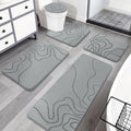 YIHOUSE Memory Foam Bathroom Rugs Sets 5 Piece - Extra Thick Ultra Soft Absorbent Bath Mat Set, Non-Slip Machine Washable Bath Rugs for Bathroom, Tub & Shower, Home Decor Accessories, Grey