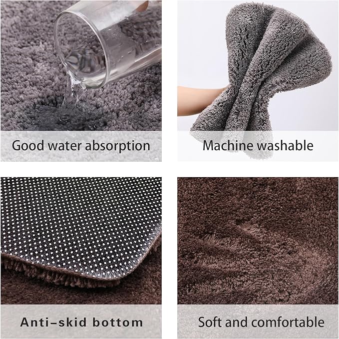 Red Bathroom Rugs Water Absorbent Chenille Bath Mat for Bathroom Machine Washable Shower Mats Bath Rug for Kids Shower Tub,20" x 32",Red