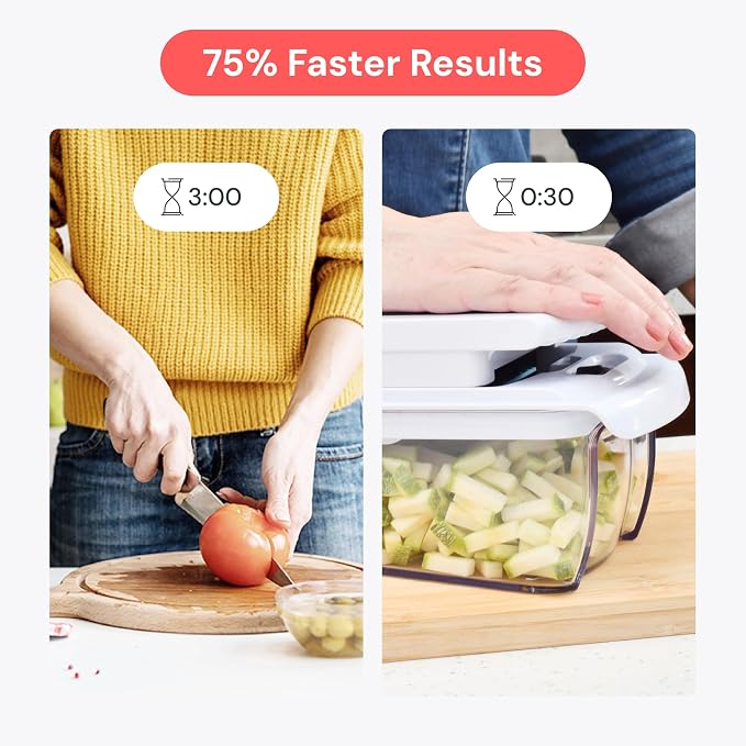 Fullstar All in One Vegetable Chopper and Mandoline Slicer - Food Chopper with Container and Julienne Slicer, Fruit Slicer, Veggie Cutter, Kitchen Gadgets & Gift for Mom (8 in 1, White)