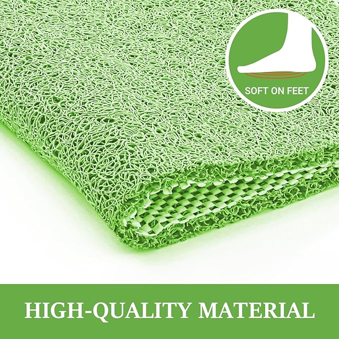 LuxStep Shower Mat Bathtub Mat,24x24 inch, Non-Slip Bath Mat with Drain, Quick Drying PVC Loofah Bathmat for Tub,Shower,Bathroom (Grass Green)
