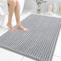 OLANLY Bathroom Rug Mat 40x32, Thick Soft and Absorbent Chenille Bath Mat, Non-Slip Rubber Backing, Machine Washable Quick Dry Bath Rugs for Tub Shower Floor, Home Decor Accessories, Light Grey