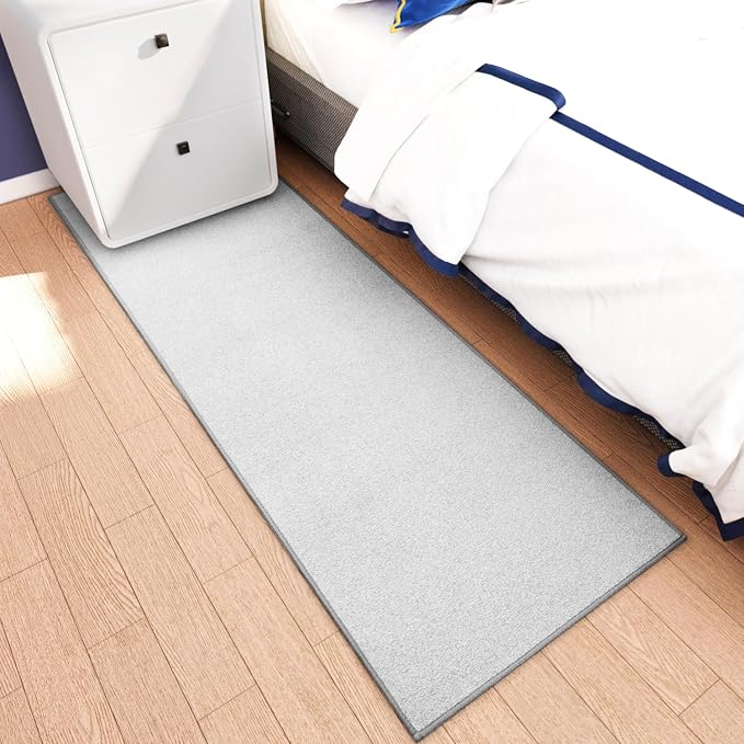 AREDO Runner Rug with Non Slip Rubber Backing, Washable Soft Floor Carpet for Kitchen, Hallway, Entryway Indoor, Bedroom, Laundry, Low Pile Area Rugs, Solid color with Pointillism style, 2*6 ft GREY