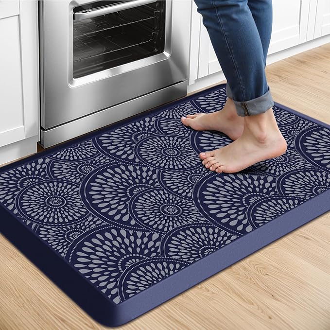 Mattitude Kitchen Mat, 17.3x28in Heavy Duty Ergonomic Comfort Foam Standing Desk Mat, Waterproof Non-Slip Standing Mats and Rugs for Kitchen, Office, Laundry, Blue