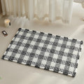 TYUU Waffle Bath Mat, Boho Bathroom Rugs Non Slip Washable Absorbent Checkered Bathroom Mat Quick Dry Farmhouse Bathroom Decor, 30"x20" Black and White
