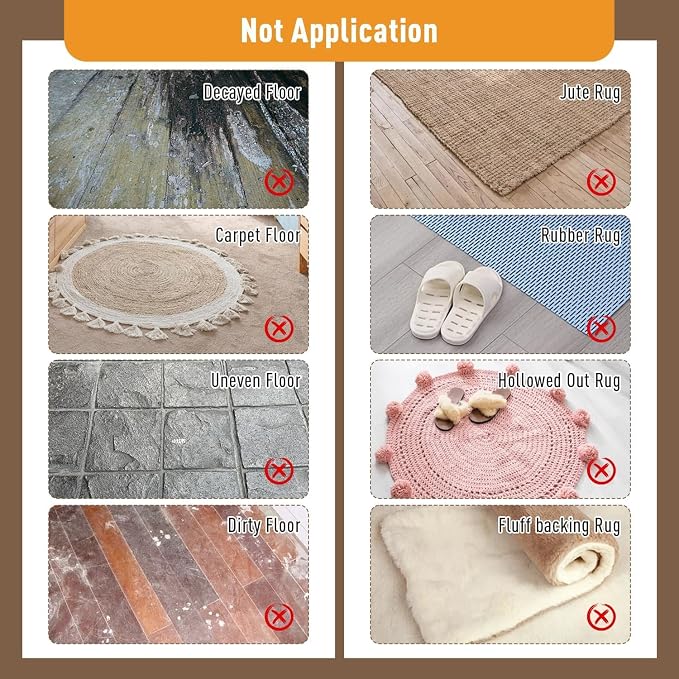 Rug Corner Gripper Non Slip - Self Adhesive Rug Pads Grippers for Hardwood Floors, Reusable Carpet Tape for Tile Floors, Cuttable Rug Stickers Keep Corners Flat (12x12cm)