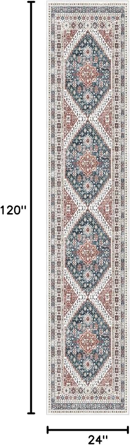 Madane Runner Rugs for Hallway 2x10 Long Washable Non-Slip Hallway Runner Rug Low-Pile Stair Kitchen Runner Throw Carpet for Entrance Living Dining Laundry Room (Navy Blue, 2 x 10)