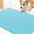 OLANLY Dog Door Mat for Muddy Paws 30x17, Absorbs Moisture and Dirt, Absorbent Non-Slip Washable Doormat, Quick Dry Chenille Mud Mat for Dogs, Entry Indoor Entryway Carpet for Inside Floor, Blue