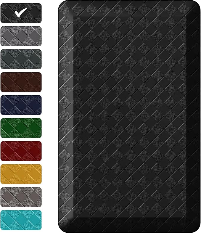 StepRite 1” Thick Kitchen Mats for Floor, Anti Fatigue Kitchen Rugs, Non-Slip,Heavy Duty Water Resistant Kitchen Rug, Standing Desk Mat for Friends, Family, Home, Kitchen, Office (32" x 20", Black)